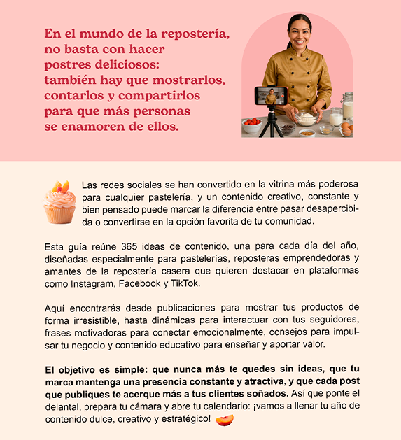 Planner “365 ideas de contenido para una pastelería”