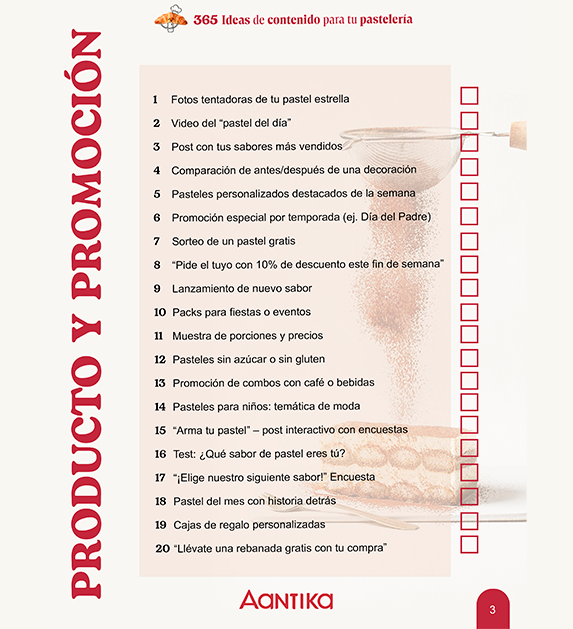 Planner “365 ideas de contenido para una pastelería”