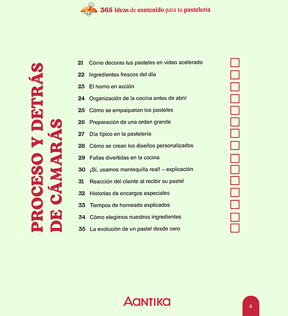 Planner “365 ideas de contenido para una pastelería”